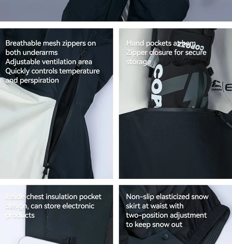 Parka d'hiver / veste de ski imperméables 3 couches avec technologie Teflon EcoElite "COPOZZ - HXF-24304"