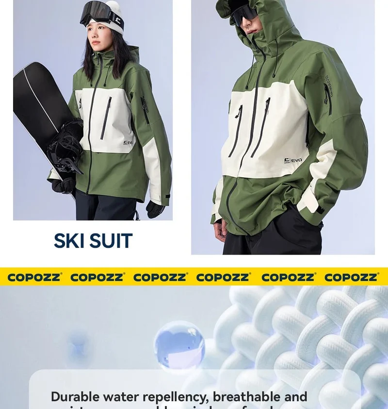 Parka d'hiver / veste de ski imperméables 3 couches avec technologie Teflon EcoElite "COPOZZ - HXF-24304"