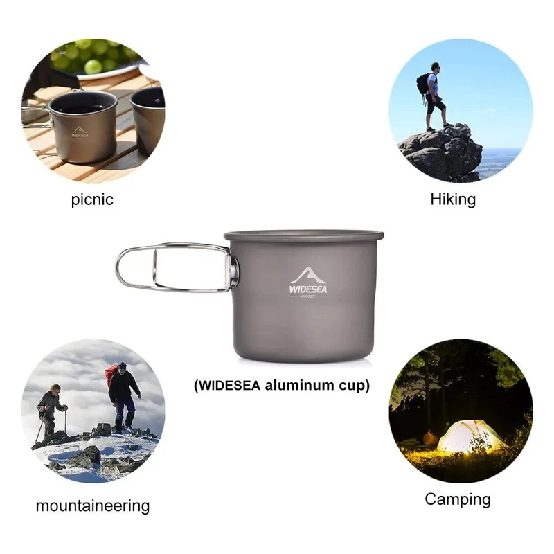 Mug / tasse de camping en aluminium pour café ou thé en extérieur "Widesea - WSCC-105"