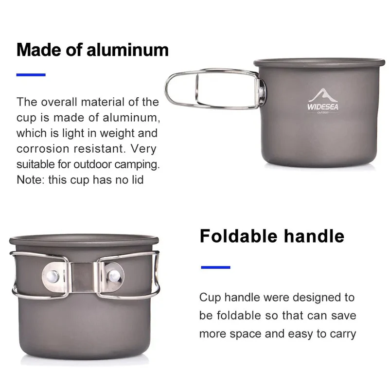 Mug / tasse de camping en aluminium pour café ou thé en extérieur "Widesea - WSCC-105"