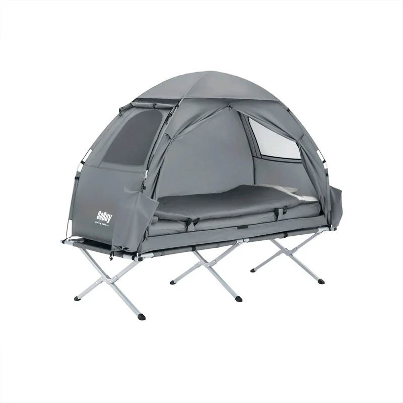Lit de camp 4 en 1 avec matelas, tente et sac de transport pour 1 personne "SoBuy - OGS32-GR"