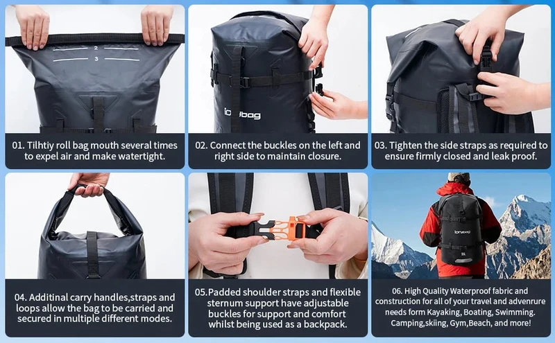 Sac à dos étanche / Idrybag IP68 pour les sports d'eau 35L / 55L "Idrybag - Waterproof bag"