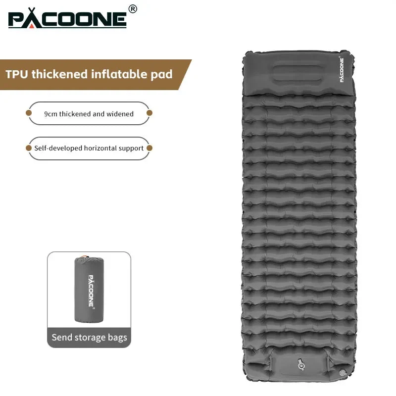 Matelas gonflable avec pompe et oreiller intégré 9cm R-Value 3 700g "PACOONE - Ultra pad PA01"