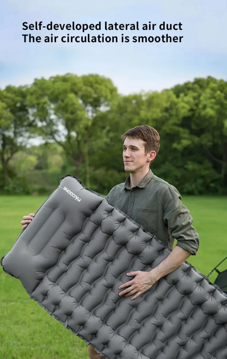 Matelas gonflable avec pompe et oreiller intégré 9cm R-Value 3 700g "PACOONE - Ultra pad PA01"