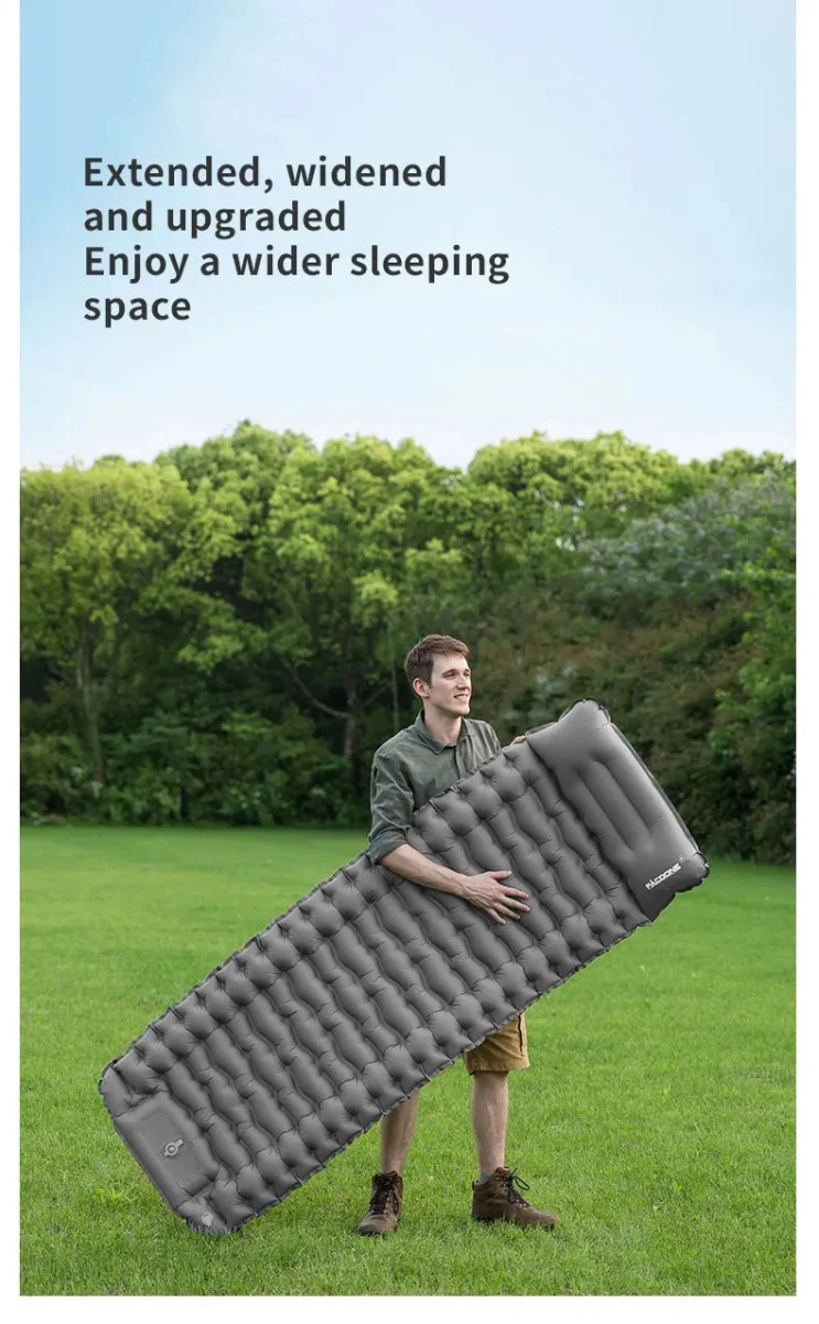 Matelas gonflable avec pompe et oreiller intégré 9cm R-Value 3 700g "PACOONE - Ultra pad PA01"