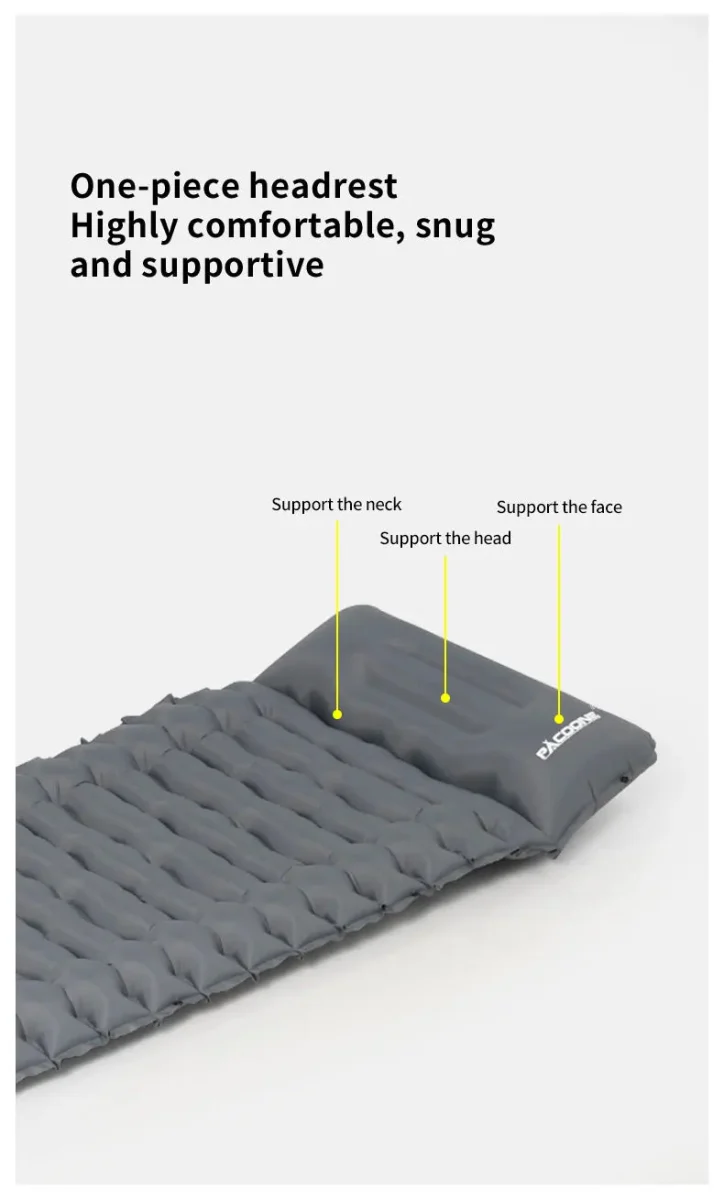 Matelas gonflable avec pompe et oreiller intégré 9cm R-Value 3 700g "PACOONE - Ultra pad PA01"