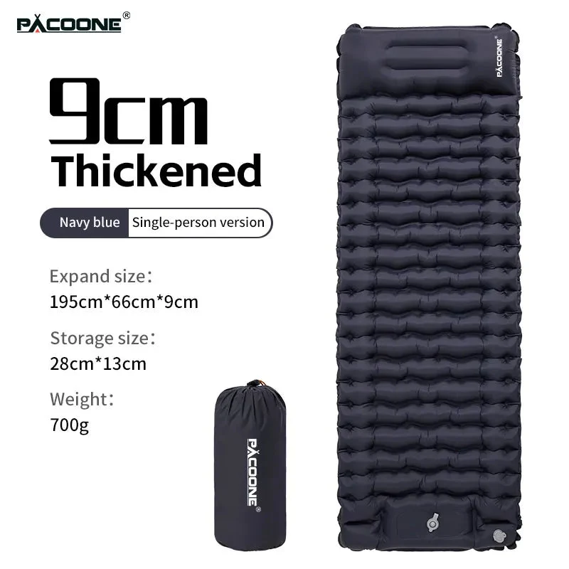 Matelas gonflable avec pompe et oreiller intégré 9cm R-Value 3 700g "PACOONE - Ultra pad PA01"