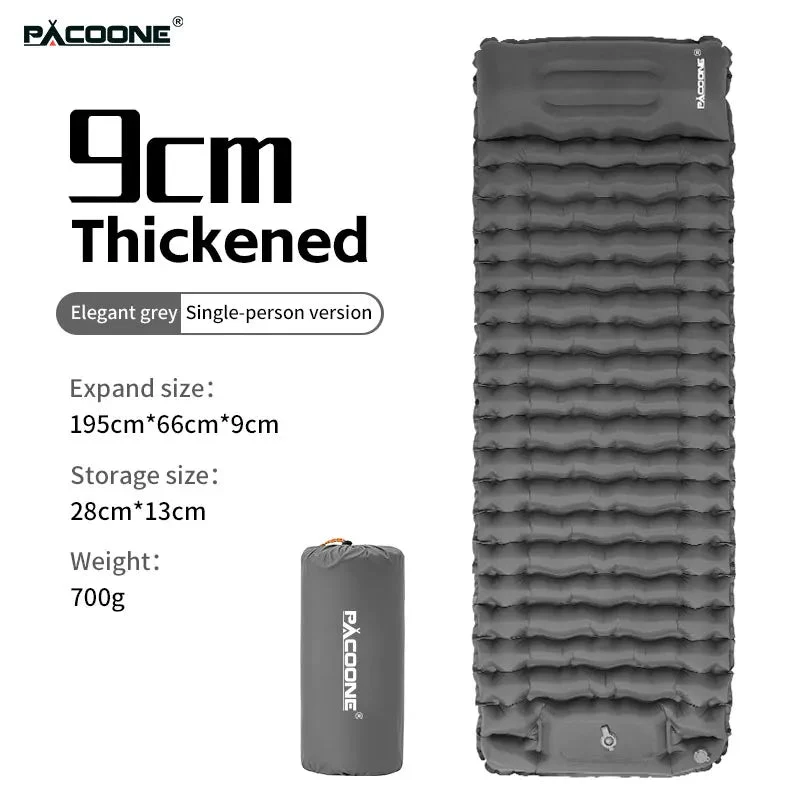 Matelas gonflable avec pompe et oreiller intégré 9cm R-Value 3 700g "PACOONE - Ultra pad PA01"
