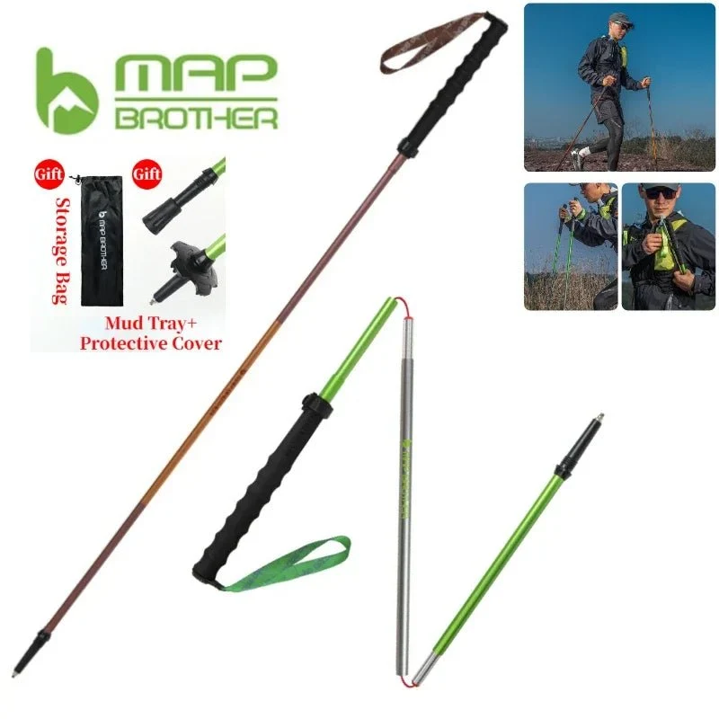 Bâtons de trail / randonnée pliables à verrouillage rapide "Map Brother - M3031"