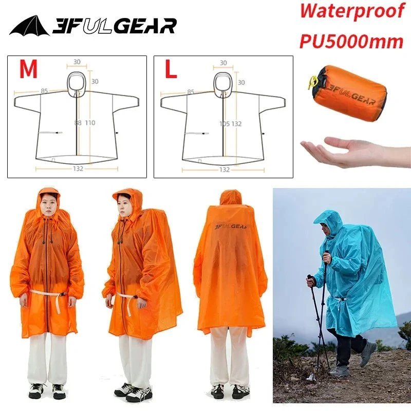 Poncho / tarp imperméable à fermeture éclair ultra-léger "3F UL GEAR - Rain poncho"
