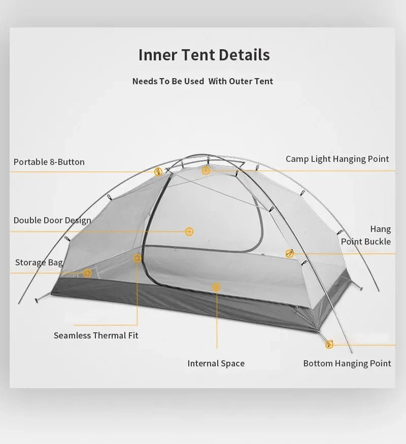 Tente de bivouac autoportante ultralégère pour 2 personnes 1,8kg "3F UL GEAR - TaiJi 2"