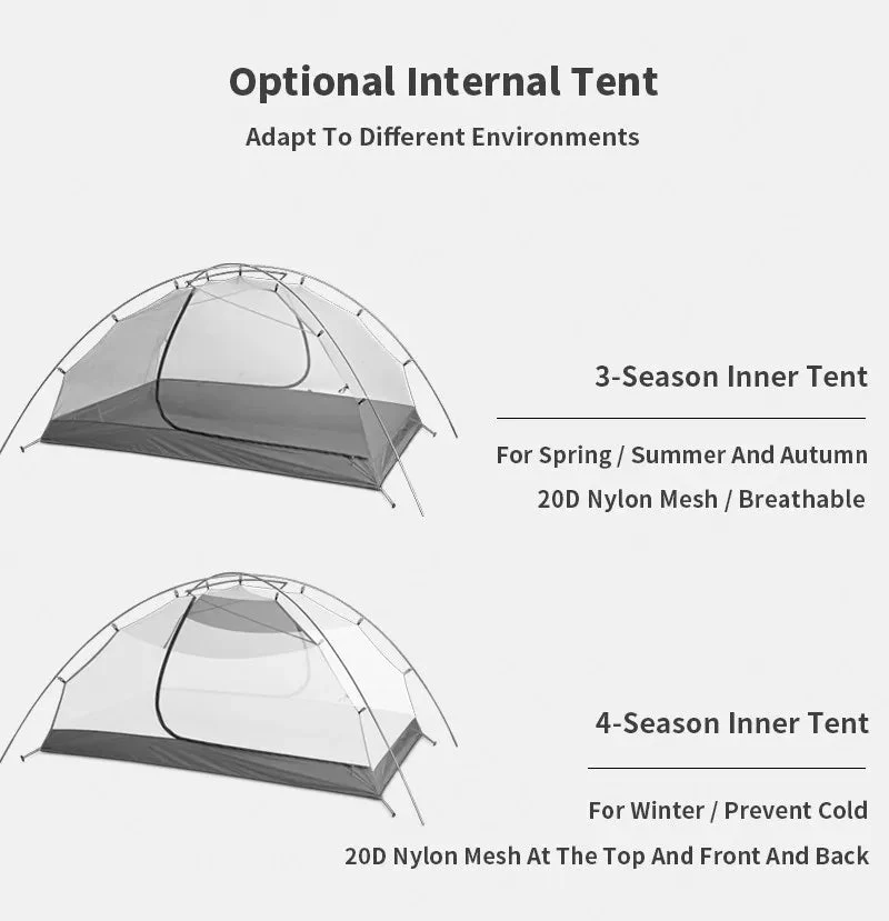 Tente de bivouac autoportante ultralégère pour 2 personnes 1,8kg "3F UL GEAR - TaiJi 2"