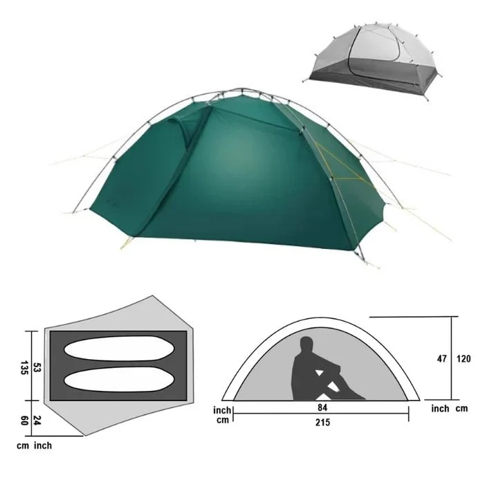 Tente de bivouac autoportante ultralégère pour 2 personnes 1,8kg "3F UL GEAR - TaiJi 2"