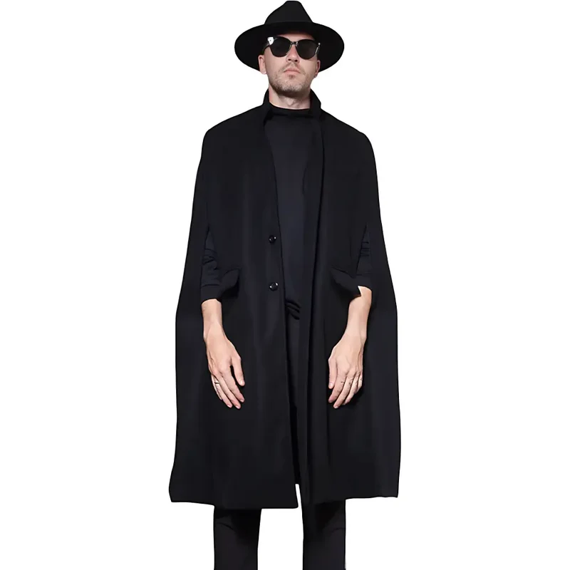 Poncho homme laine noir