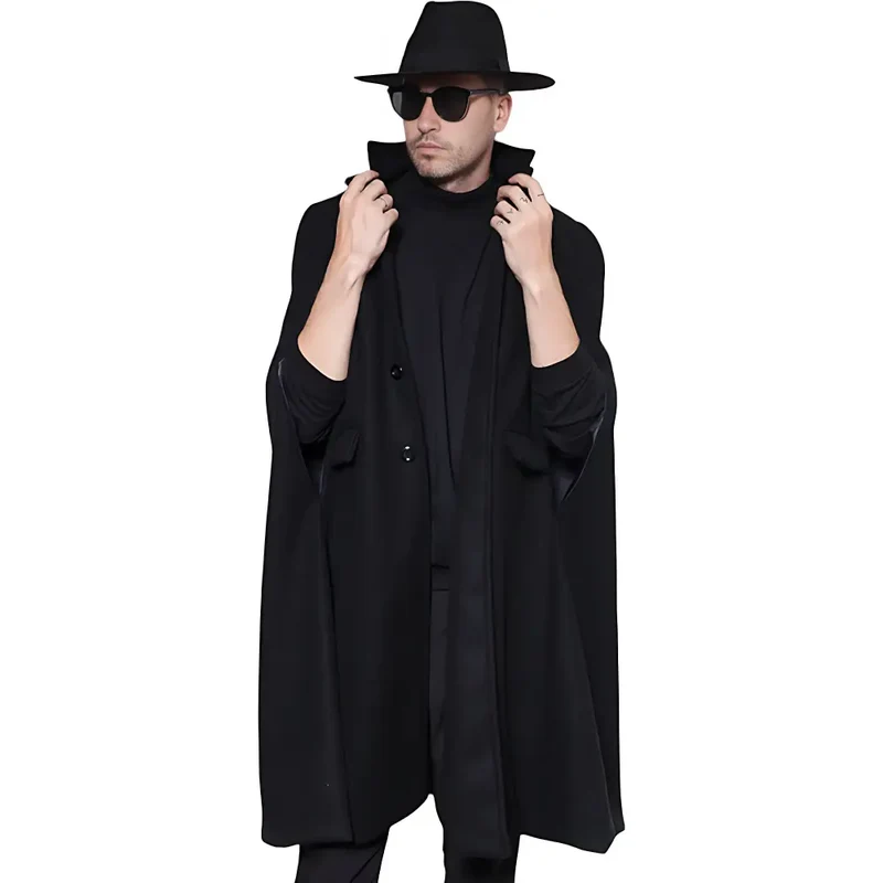 Poncho homme laine noir