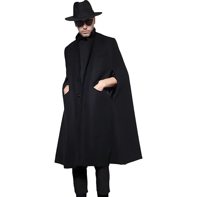 Poncho homme laine noir