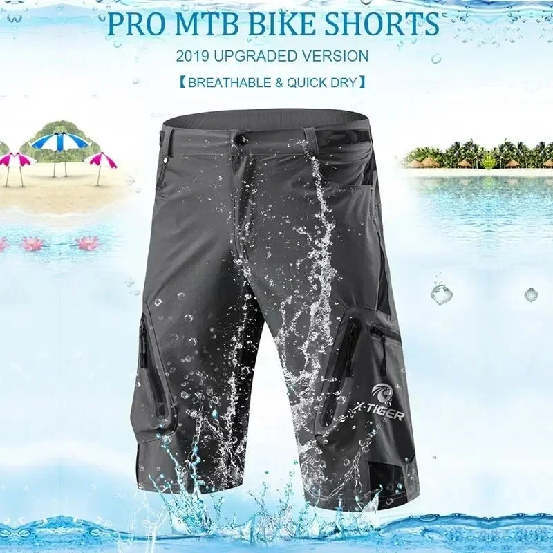 Short VTT / descente multi-poches respirant et déperlant pour adolescents et hommes "X-TIGER - MTBXT005"