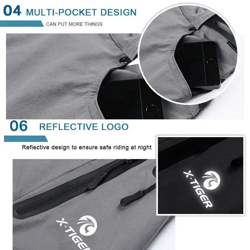 Short VTT / descente multi-poches respirant et déperlant pour adolescents et hommes "X-TIGER - MTBXT005"