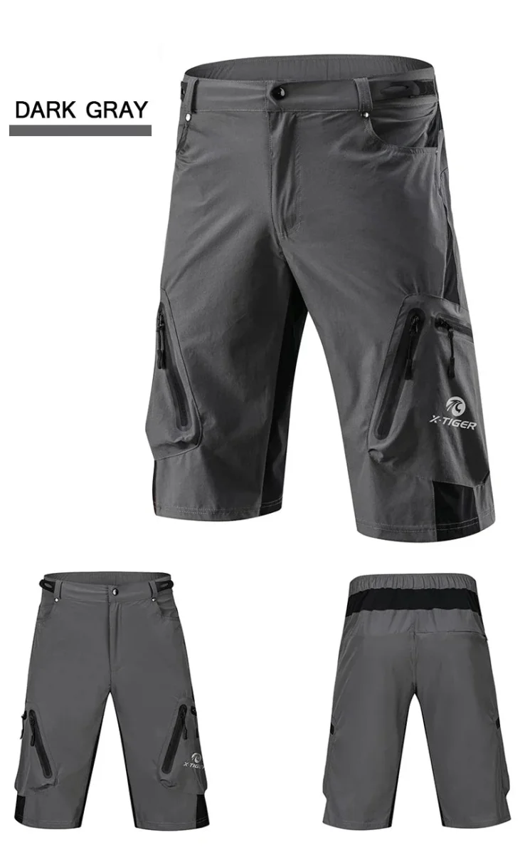 Short VTT / descente multi-poches respirant et déperlant pour adolescents et hommes "X-TIGER - MTBXT005"
