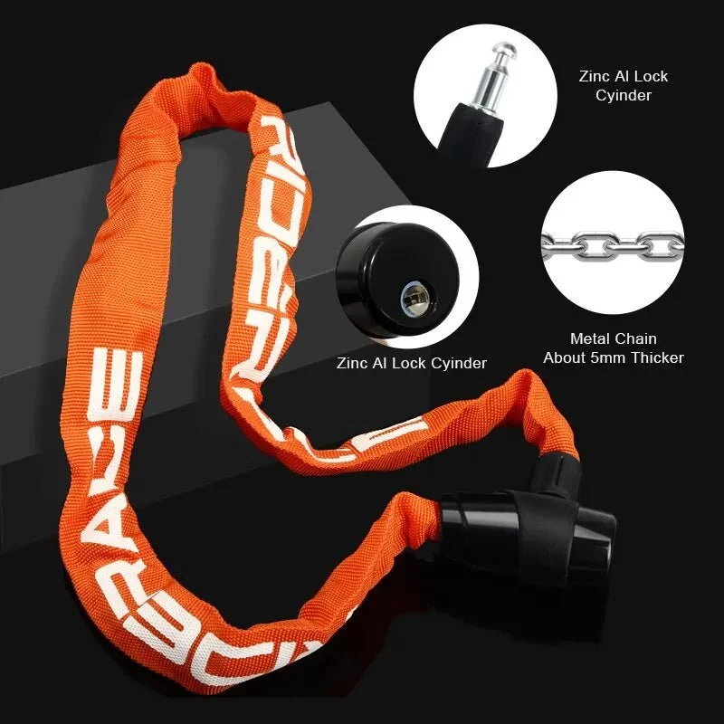 Antivol de vélo haute sécurité à chaine avec 2 clés "RIDERACE - Chain lock"