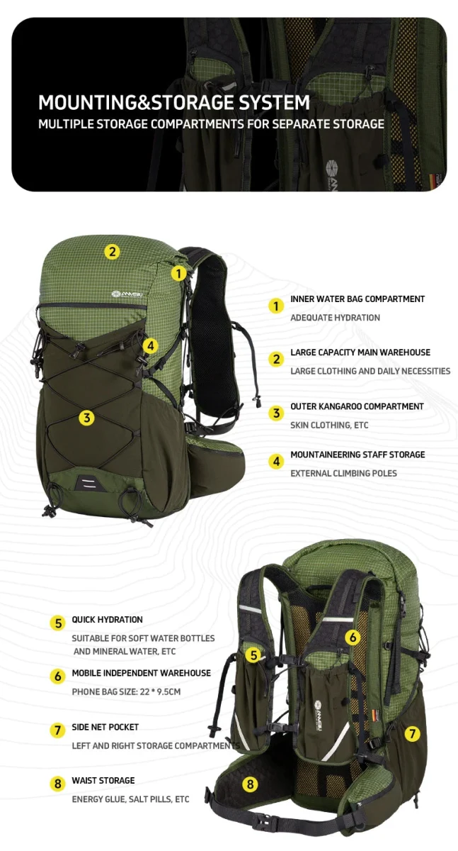 Sac à dos ultraléger pour le trekking et le trail 30L "ANMEILU - AML1066"