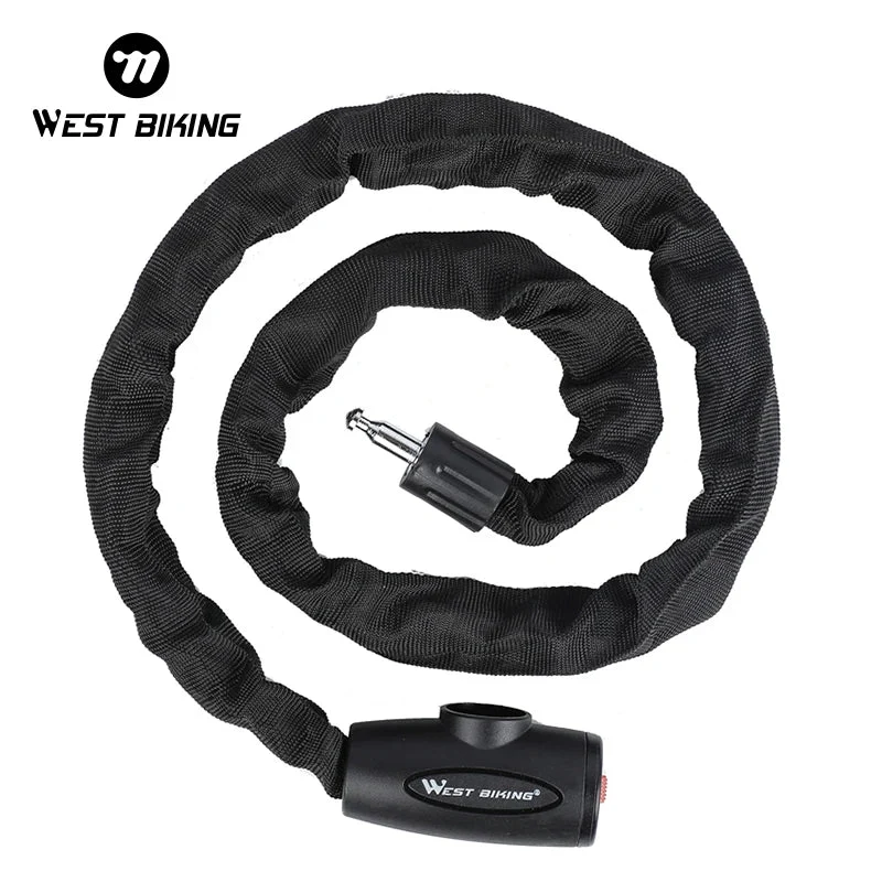 Antivol à chaîne en alliage d'acier dur pour vélo électrique, VTC et VTT "WEST BIKING - Chain Lock 00A"