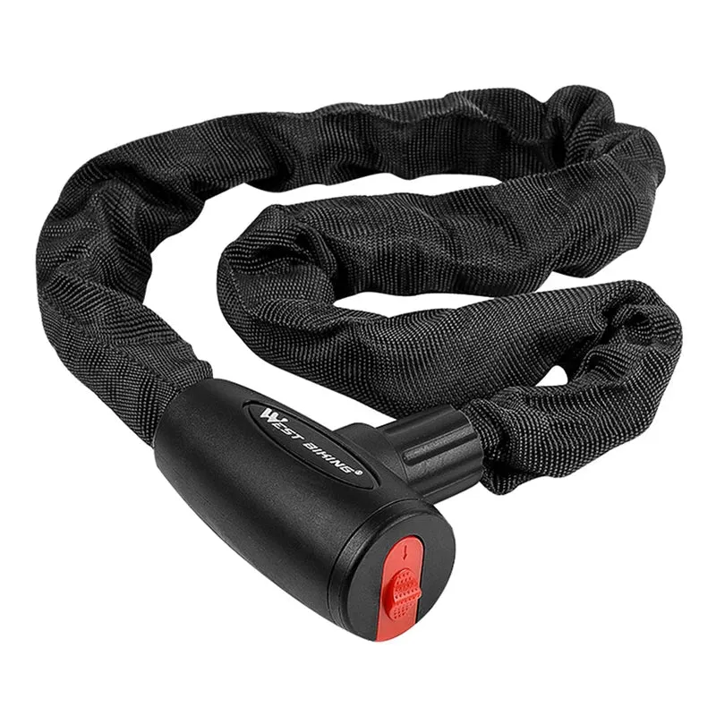 Antivol à chaîne en alliage d'acier dur pour vélo électrique, VTC et VTT "WEST BIKING - Chain Lock 00A"