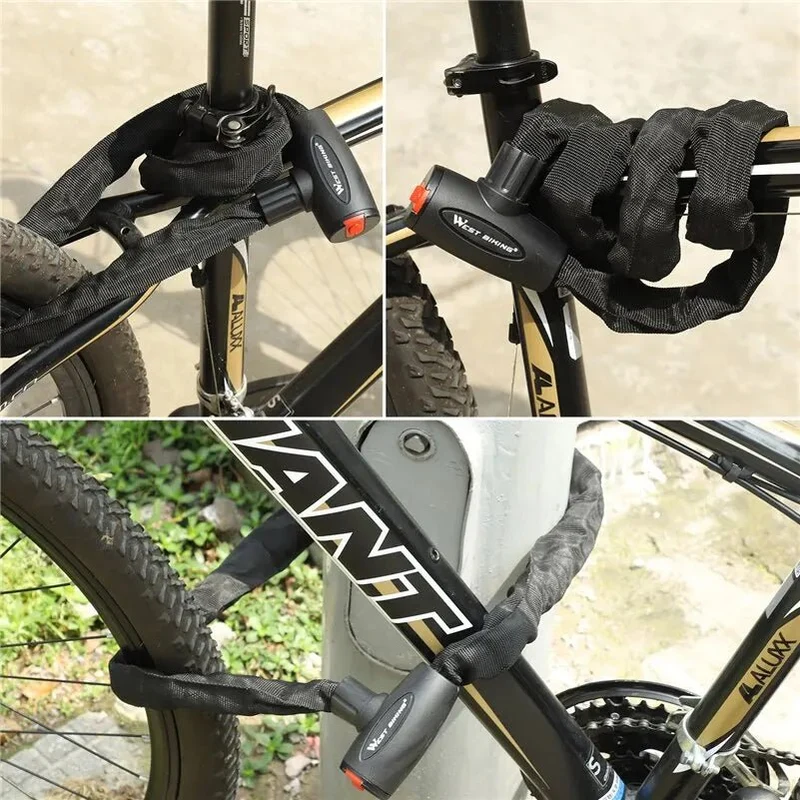 Antivol à chaîne en alliage d'acier dur pour vélo électrique, VTC et VTT "WEST BIKING - Chain Lock 00A"