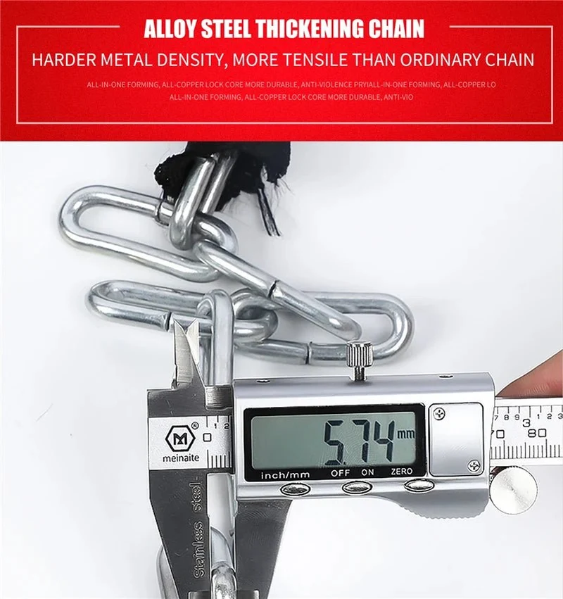 Antivol à chaîne en alliage d'acier dur pour vélo électrique, VTC et VTT "WEST BIKING - Chain Lock 00A"