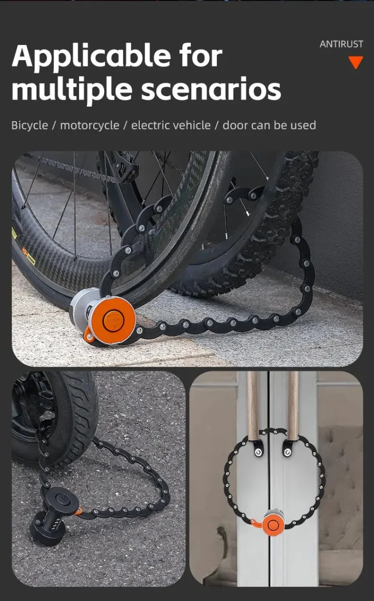 Antivol de vélo pliable à combinaison pour vélo électrique, VTC, VTT et gravel "WEST BIKING - PFL003"