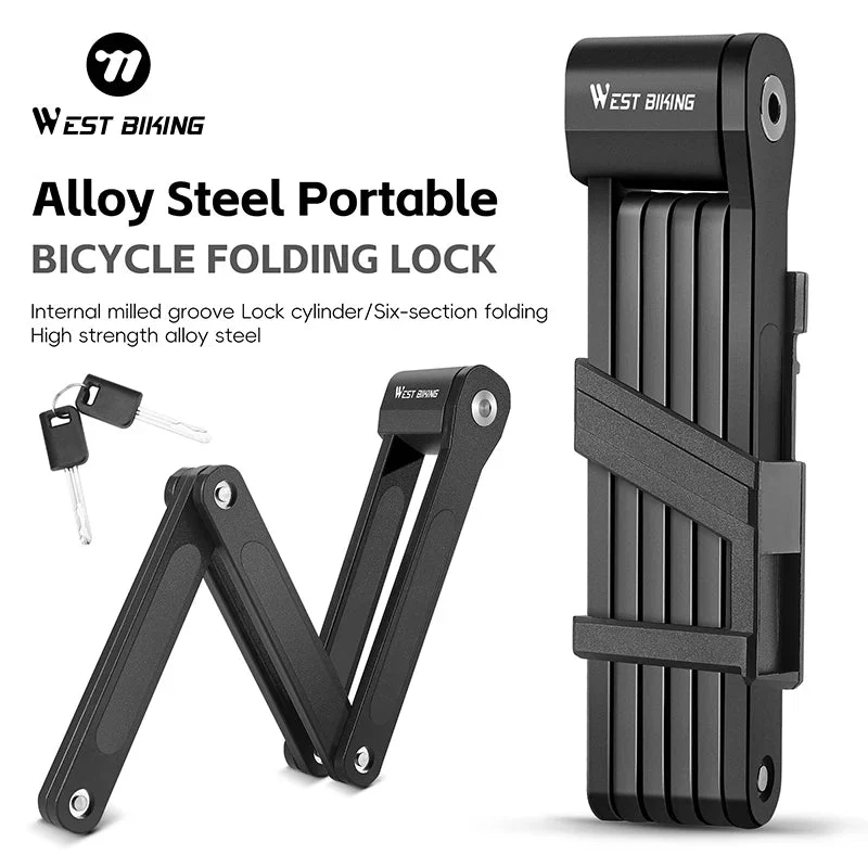 Antivol pliable de 87 cm en acier allié haute sécurité pour VTT, vélo de route, vélo électrique "WEST BIKING - PFL002"