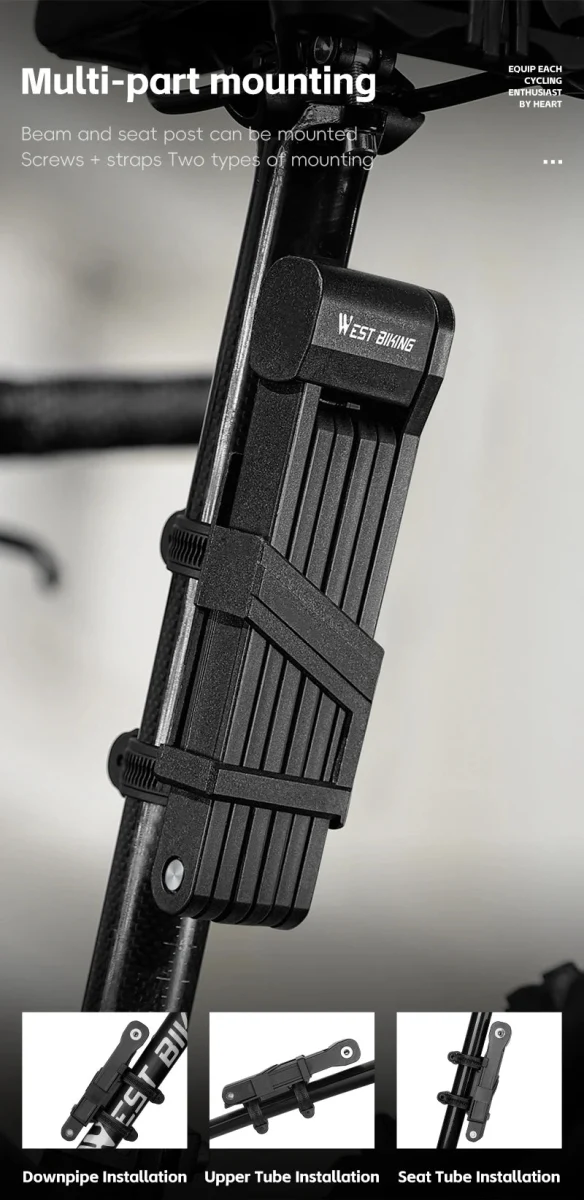 Antivol pliable de 87 cm en acier allié haute sécurité pour VTT, vélo de route, vélo électrique "WEST BIKING - PFL002"