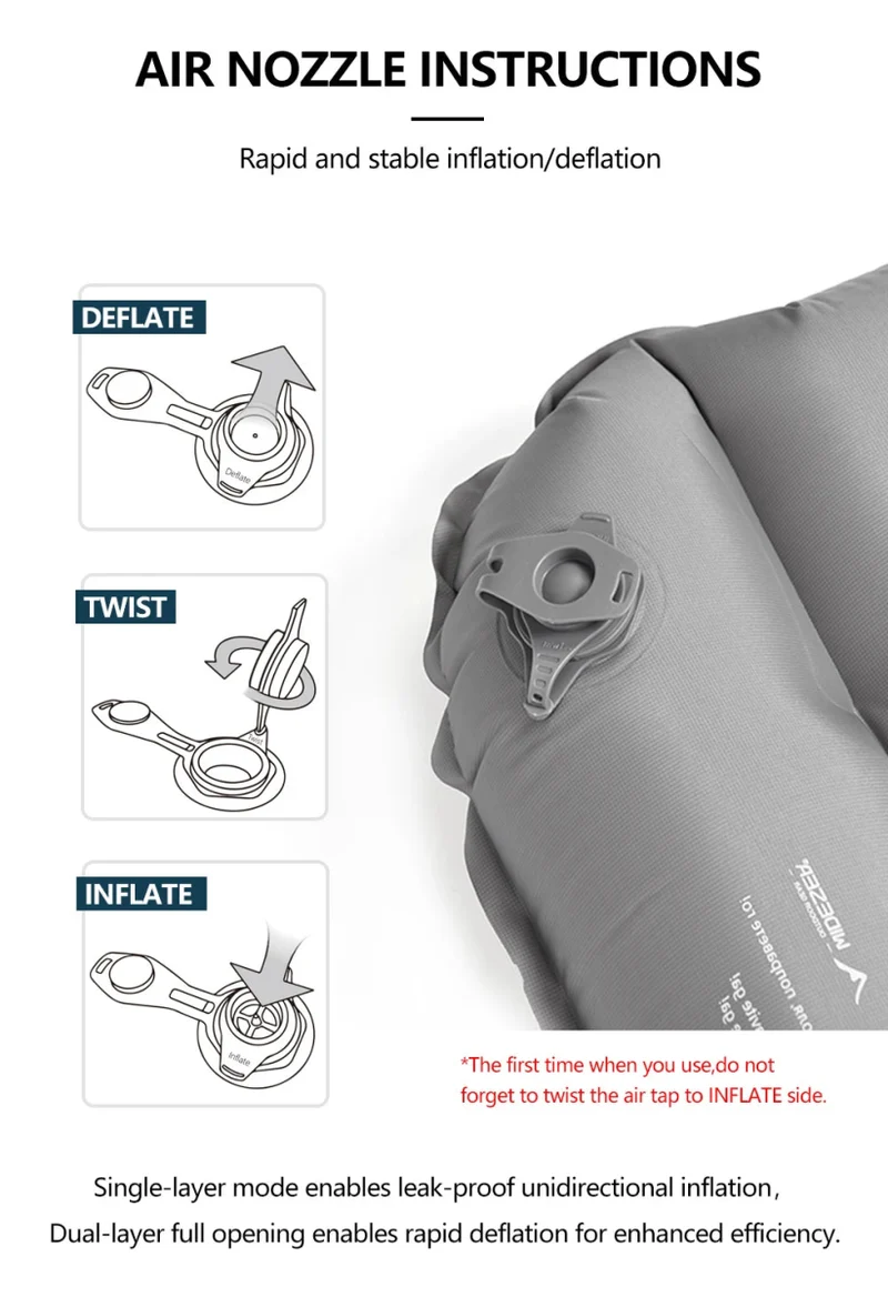 Matelas gonflable léger et confortable 10cm 770g R-Value 7.6 (4 saisons) "Widesea - AM01Y"