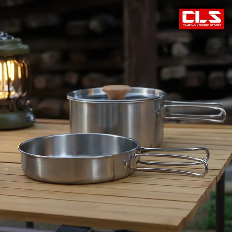Ensemble popote en acier inoxydable 304 pour le bivouac et le camping "CLS Outdoor - Camping Pot Set"