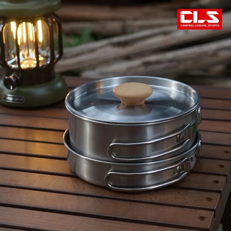 Ensemble popote en acier inoxydable 304 pour le bivouac et le camping "CLS Outdoor - Camping Pot Set"