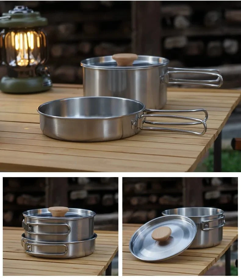 Ensemble popote en acier inoxydable 304 pour le bivouac et le camping "CLS Outdoor - Camping Pot Set"