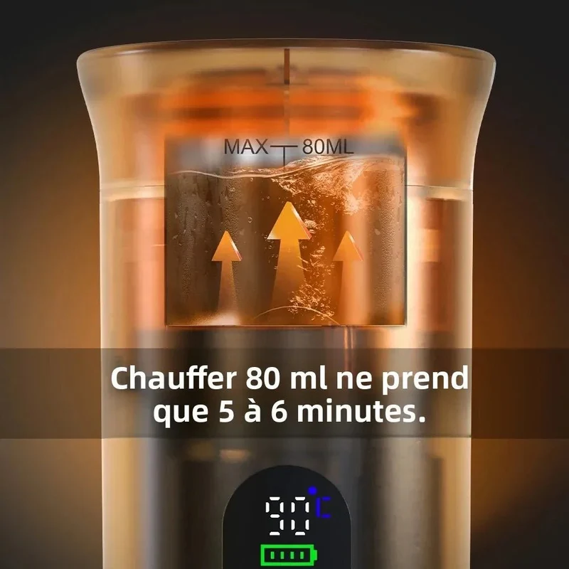 Machine à café expresso portable avec affichage numérique avec capsules 3 en 1 pour la randonnée et le camping "DENOKIN - JN02"
