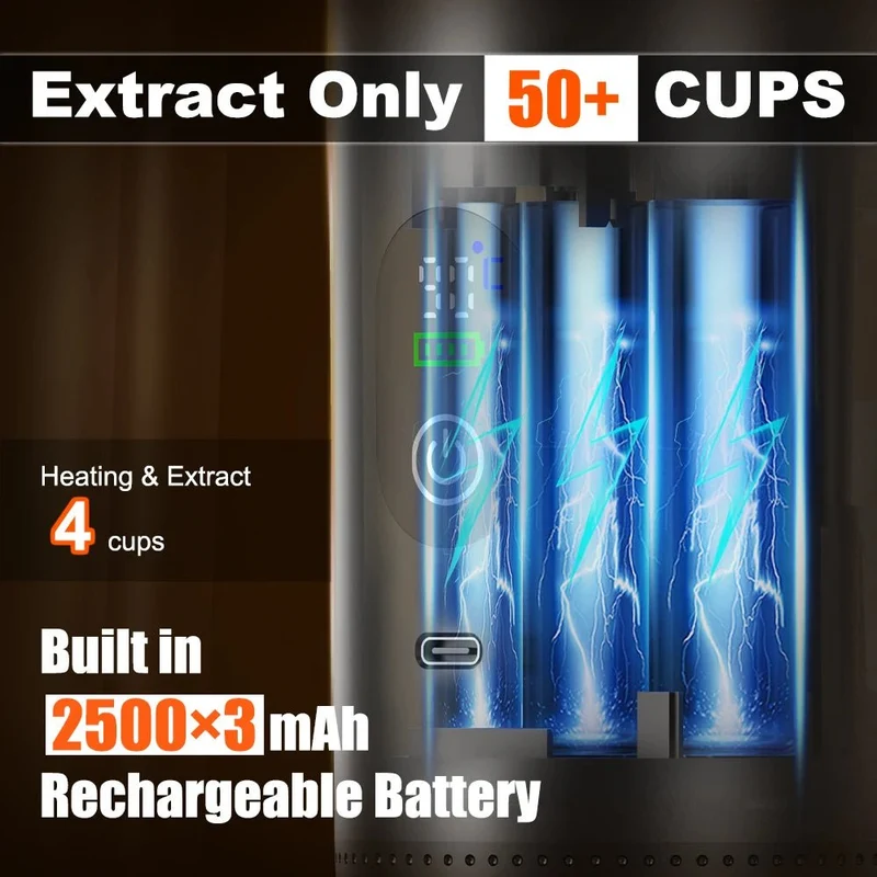Machine à café expresso portable avec affichage numérique avec capsules 3 en 1 pour la randonnée et le camping "DENOKIN - JN02"