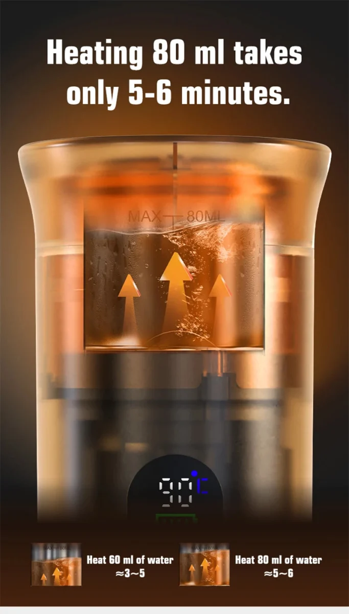 Machine à café expresso portable avec affichage numérique avec capsules 3 en 1 pour la randonnée et le camping "DENOKIN - JN02"
