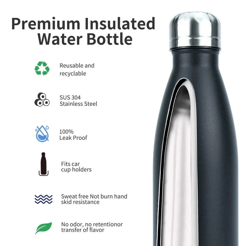 Bouteille d'eau isotherme en acier inoxydable double paroi de 500 ml sans BPA "Watersy - SX-S17"