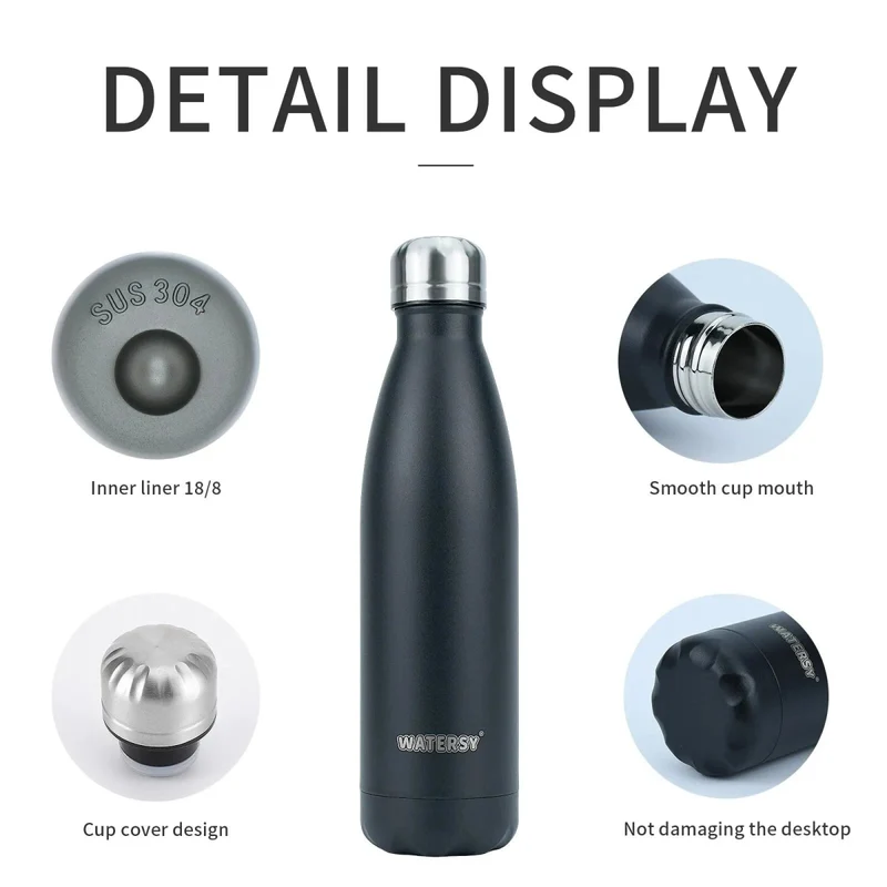 Bouteille d'eau isotherme en acier inoxydable double paroi de 500 ml sans BPA "Watersy - SX-S17"