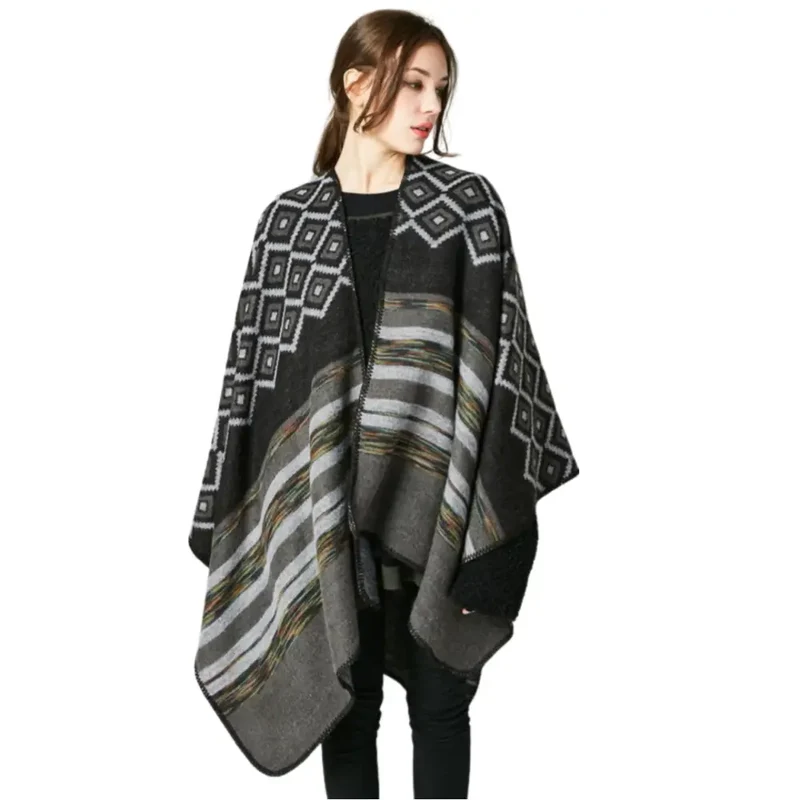 Poncho cachemire noir femme