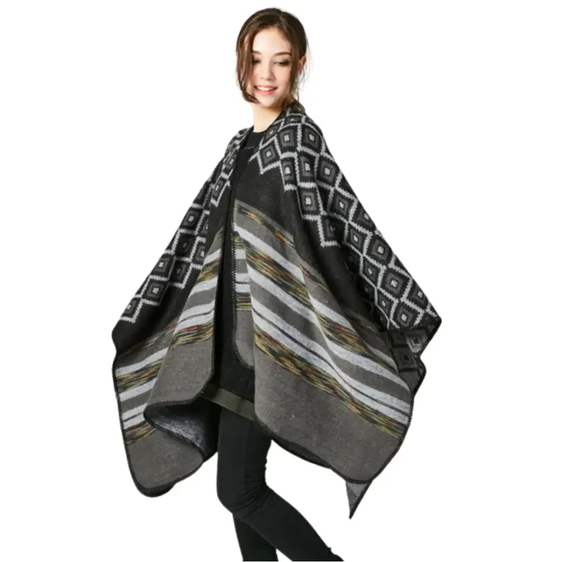 Poncho cachemire noir femme