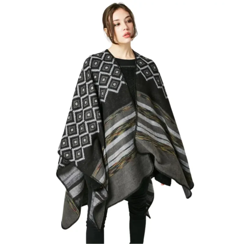 Poncho cachemire noir femme