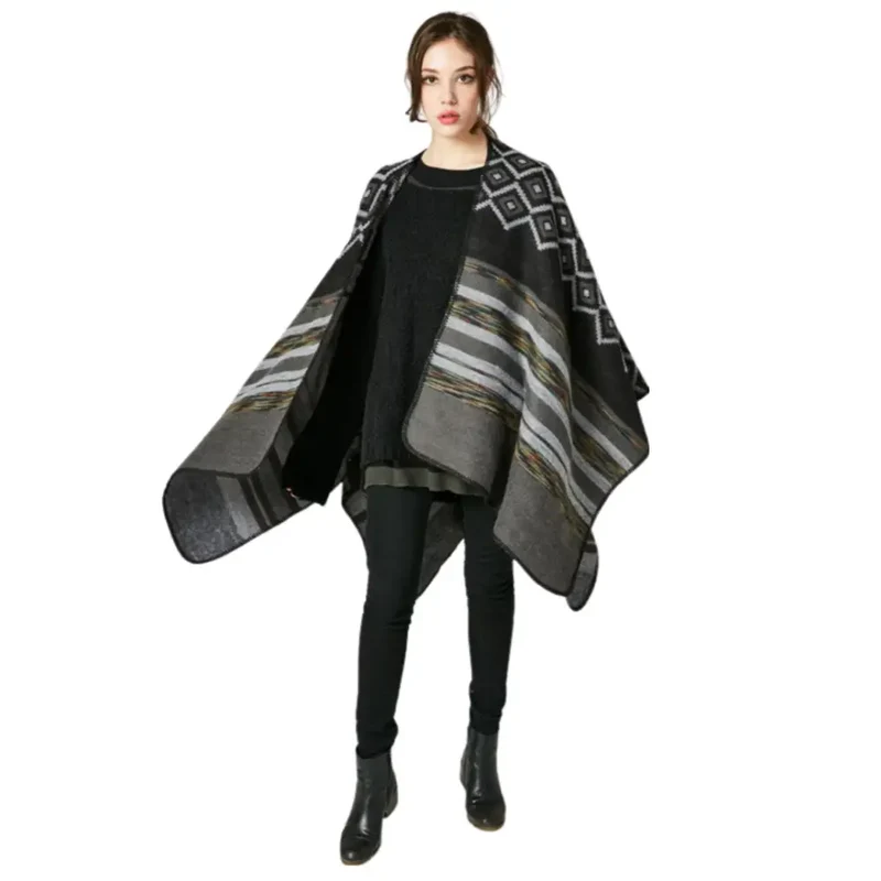 Poncho cachemire noir femme