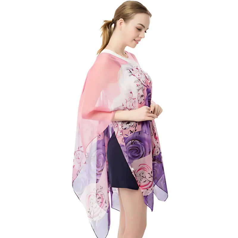 Poncho femme soie