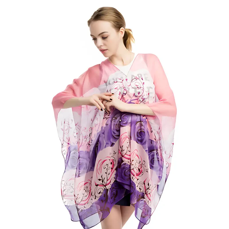 Poncho femme soie