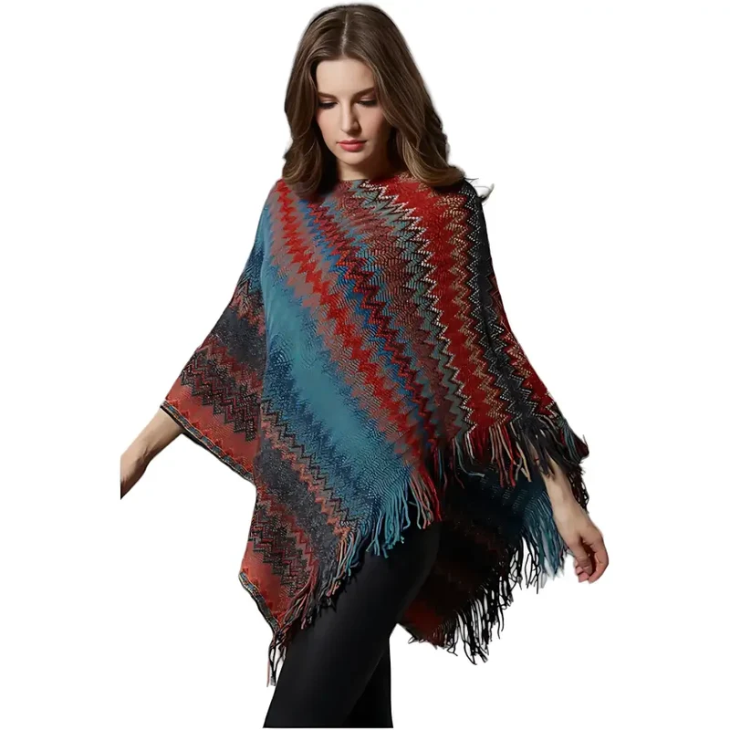 Poncho multicolore femme