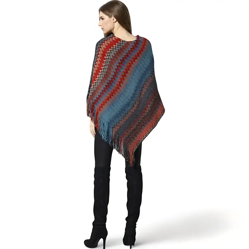 Poncho multicolore femme