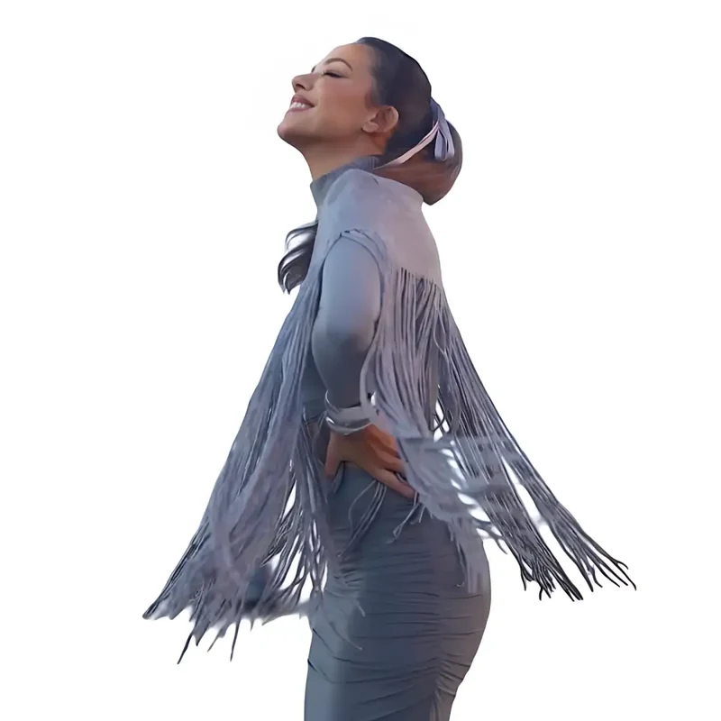 Poncho frange femme